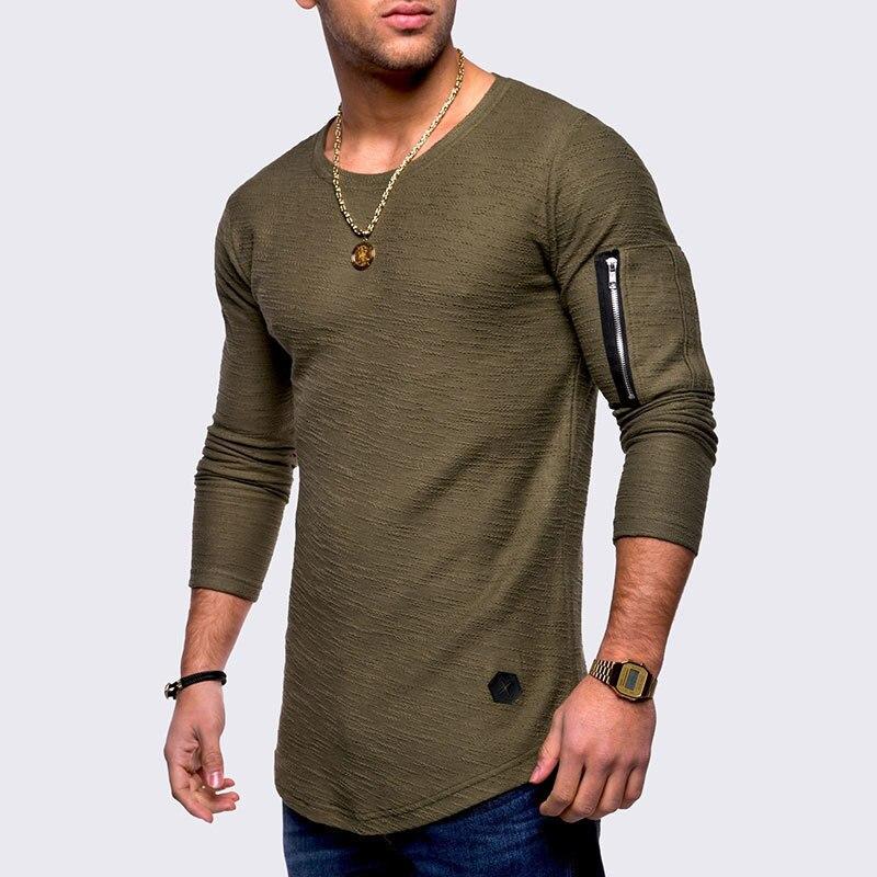 Herren-Langarm-T-Shirt mit Reißverschluss am Arm