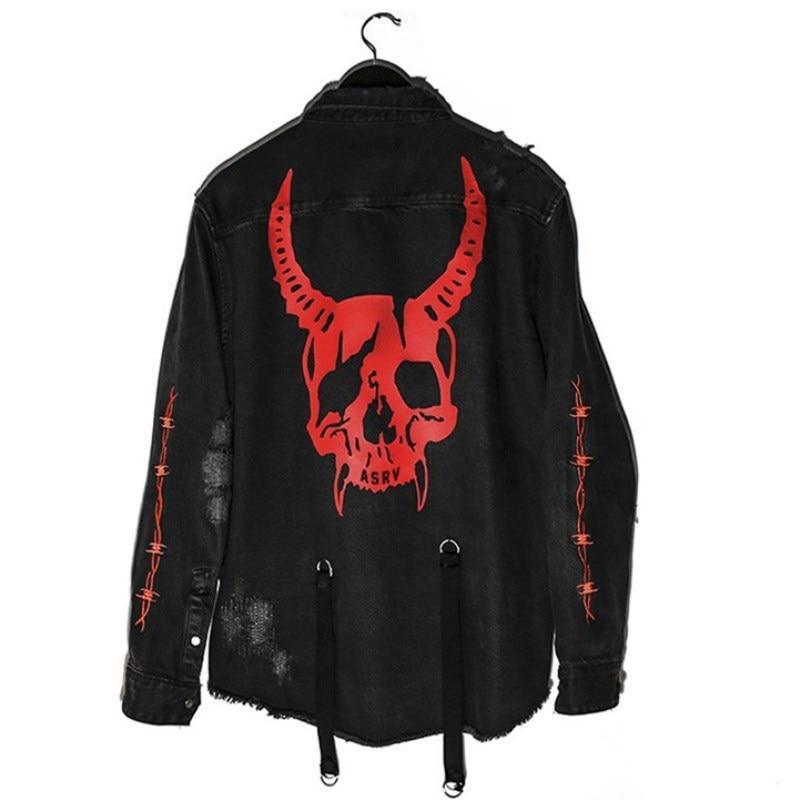 Herren-Jeansjacke mit Totenkopf-Motiv