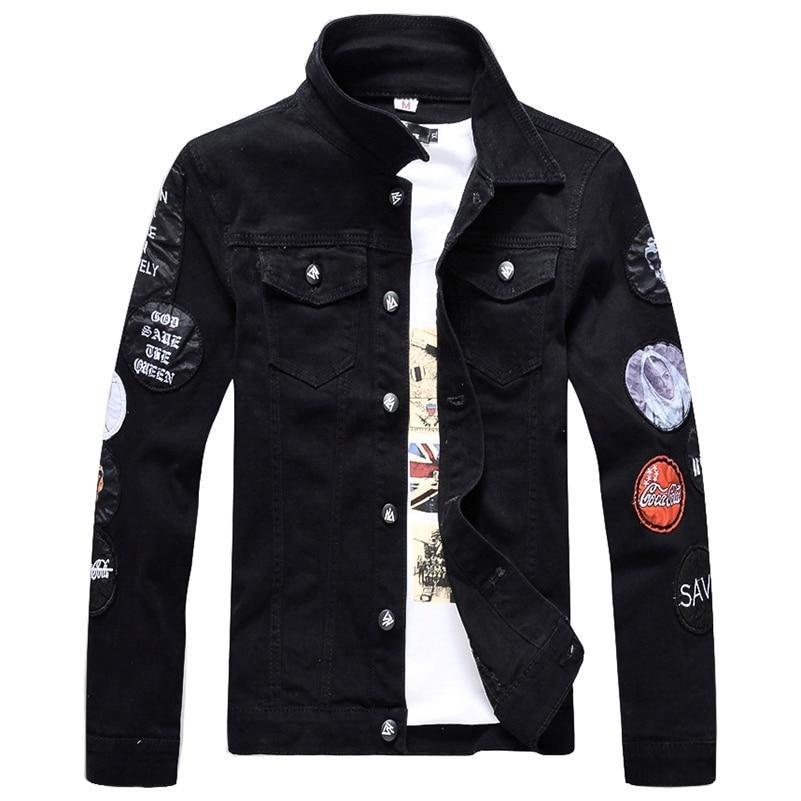 Herren-Jeansjacke mit Patches an den Ärmeln