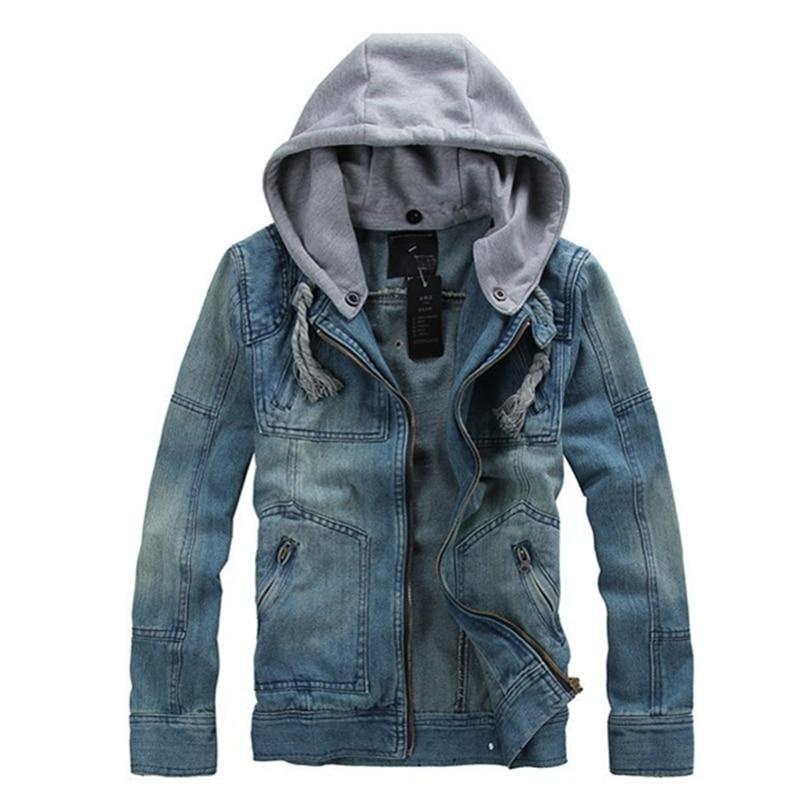 Herren-Jeansjacke mit abnehmbarer Kapuze