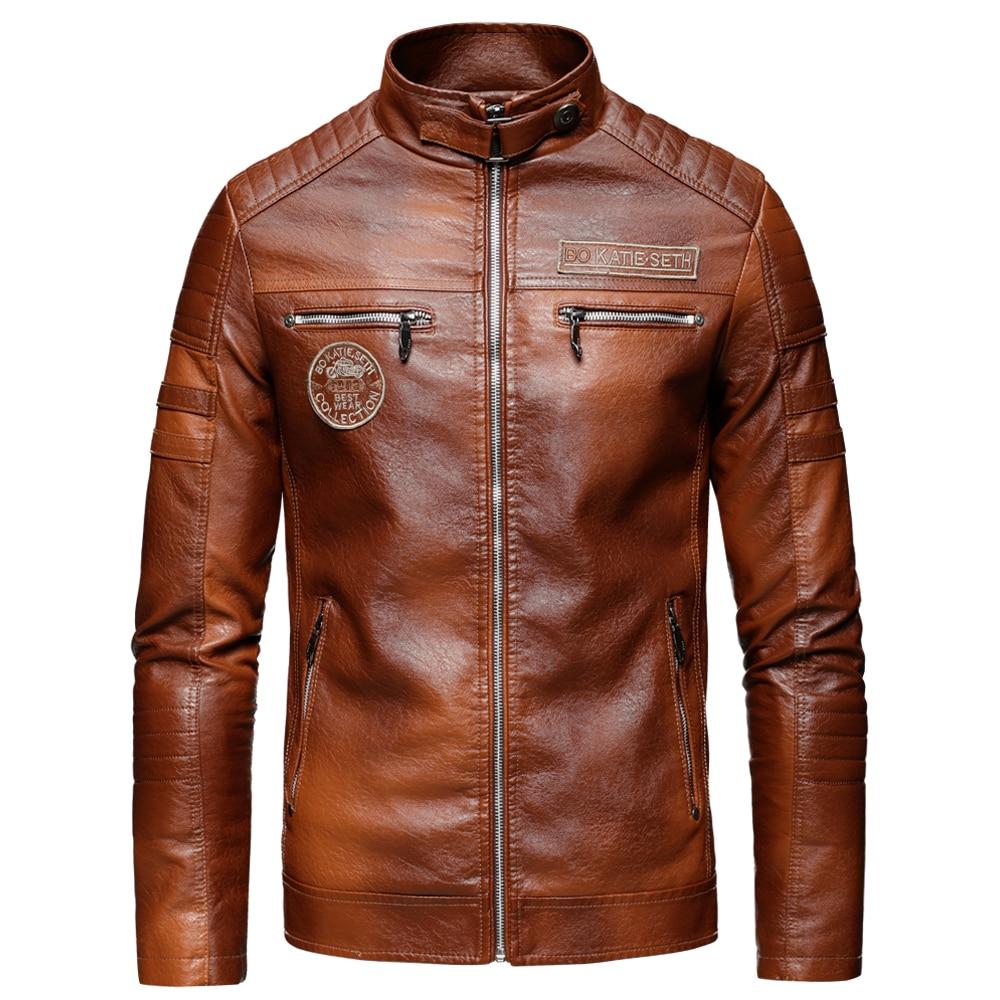 Herren Lederjacke mit Patches