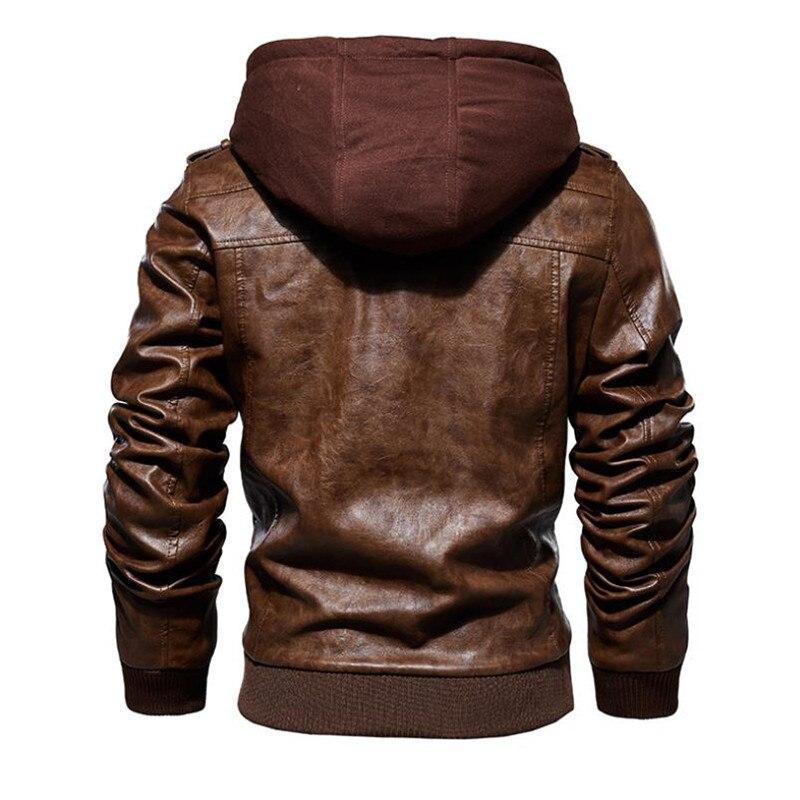 Herren Lederjacke mit Kapuze