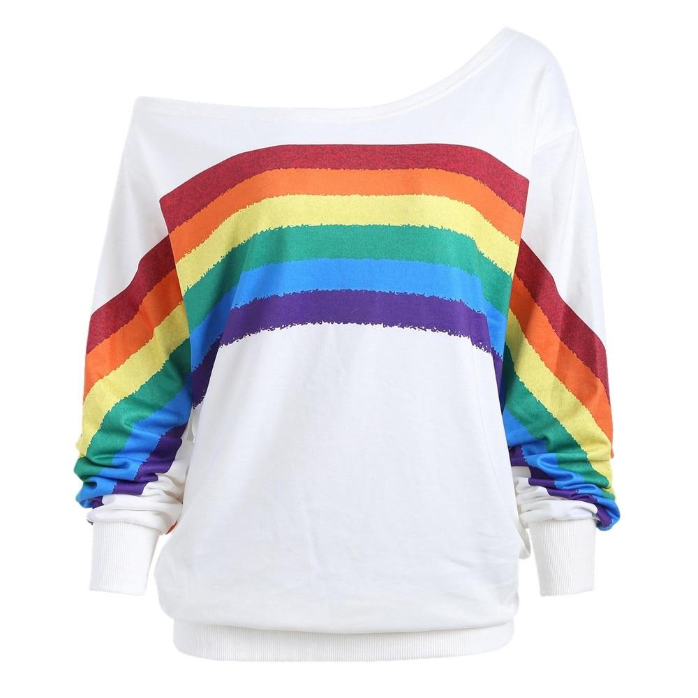 Damen-Sweatshirt mit großem Regenbogenmuster