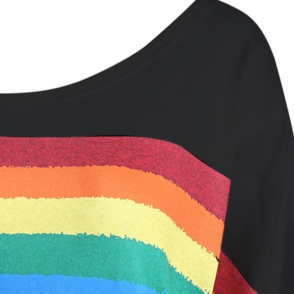 Damen-Sweatshirt mit großem Regenbogenmuster