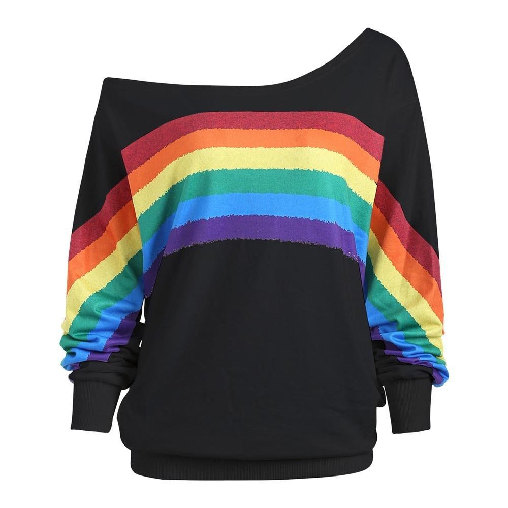 Damen-Sweatshirt mit großem Regenbogenmuster