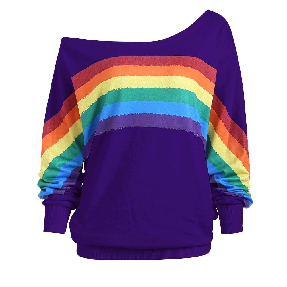 Damen-Sweatshirt mit großem Regenbogenmuster