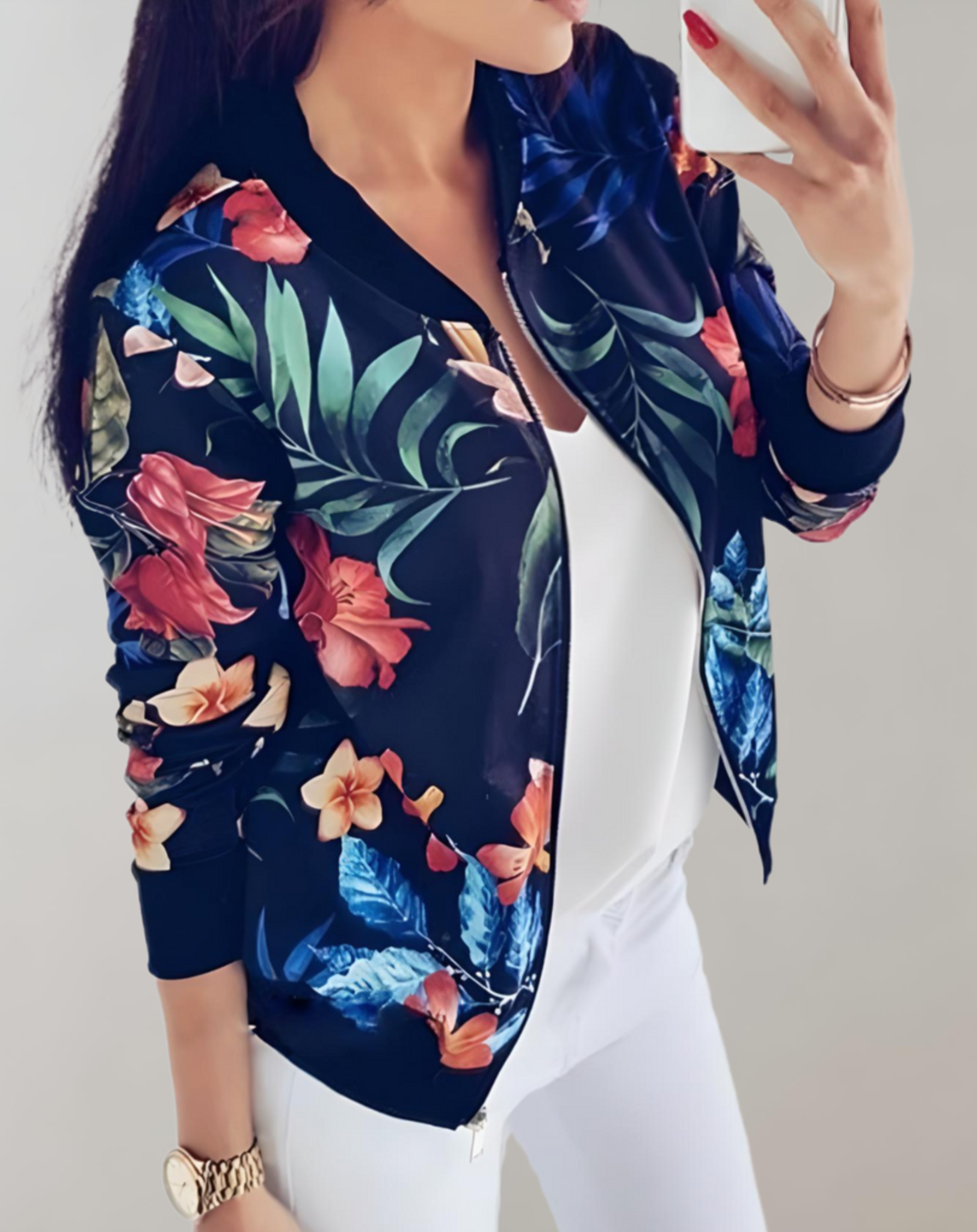 Blumenmuster Jacke für Frauen: Stilvoll & Warm im Winter