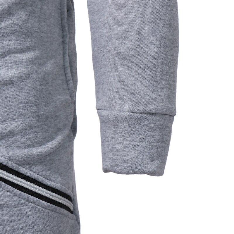 Ein Herren-Sweatshirt mit Reißverschluss und asymmetrischem Saum