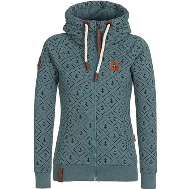 Zip-Up-Damen-Sweatshirt mit Ankermotiv