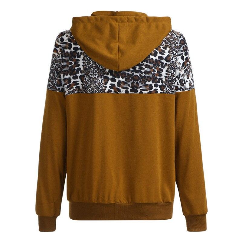 Damen-Sweatshirt mit Reißverschluss und halben Leopardenmuster