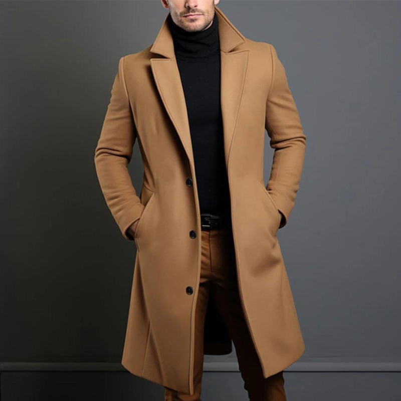 Alex | Herren Schwarz Trenchcoat | Warme Jacke