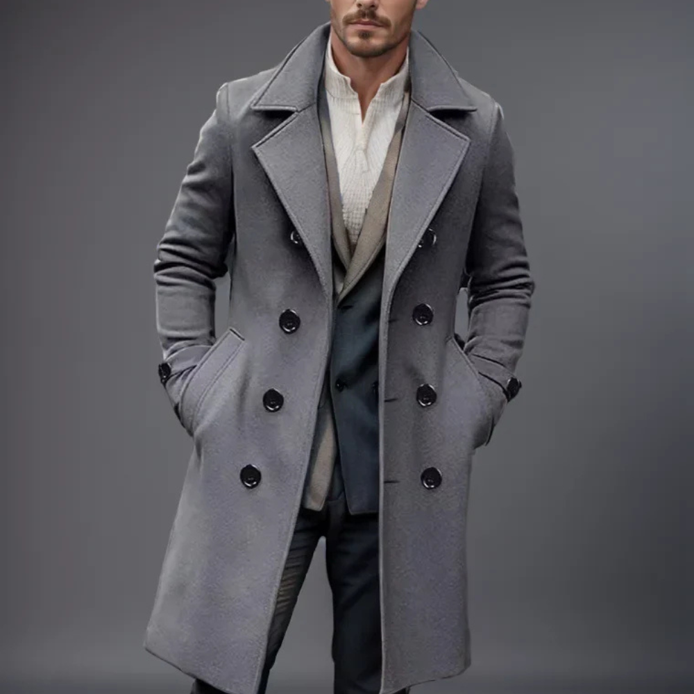 Paulo | Herren Schwarz Trenchcoat | Warme Jacke