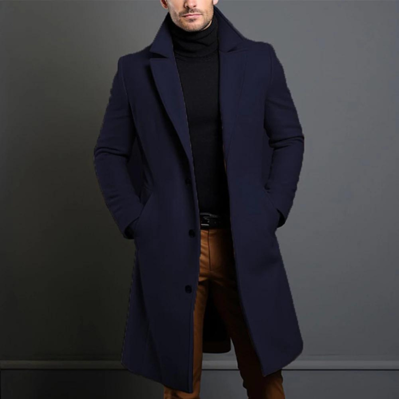 Alex | Herren Schwarz Trenchcoat | Warme Jacke