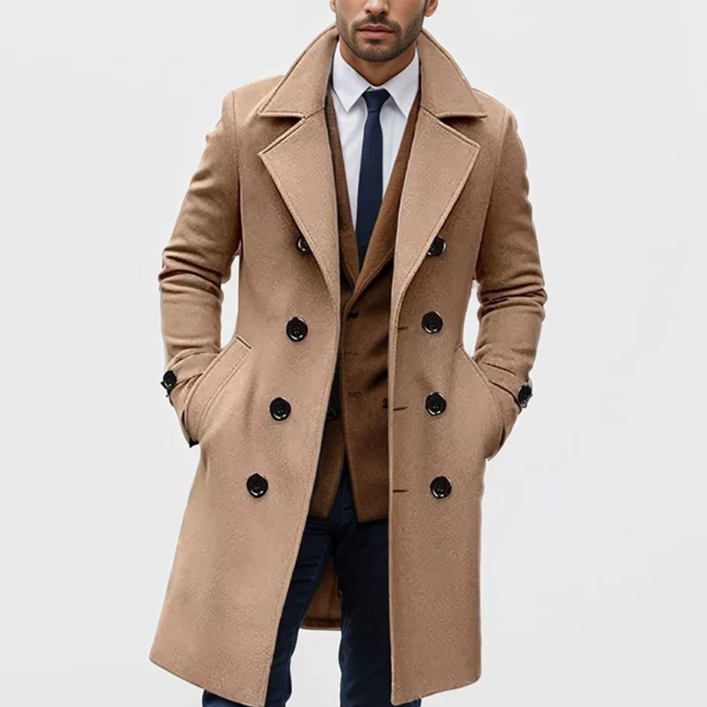 Paulo | Herren Schwarz Trenchcoat | Warme Jacke