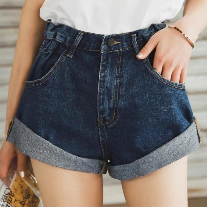 Jeansshorts für Damen mit gekrempeltem Saum