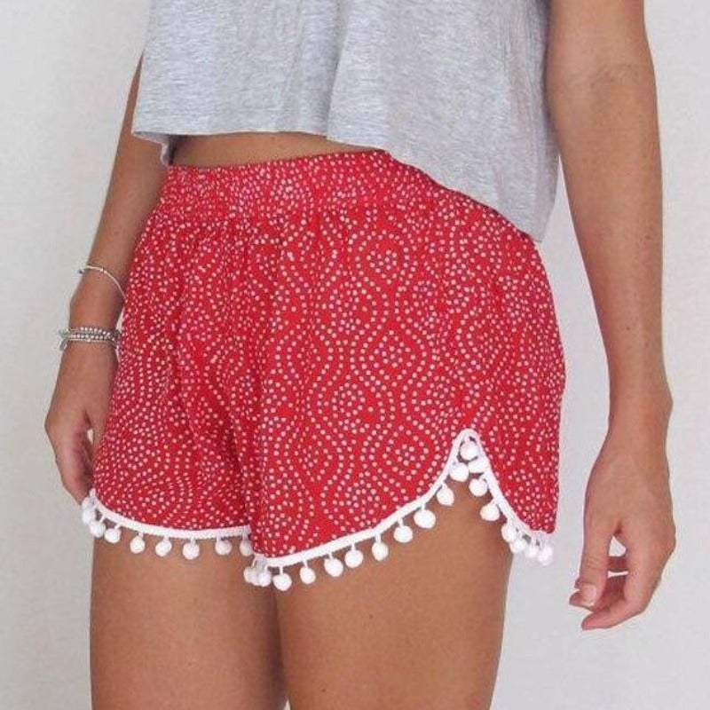 Damen Shorts mit kleinen Bommeln