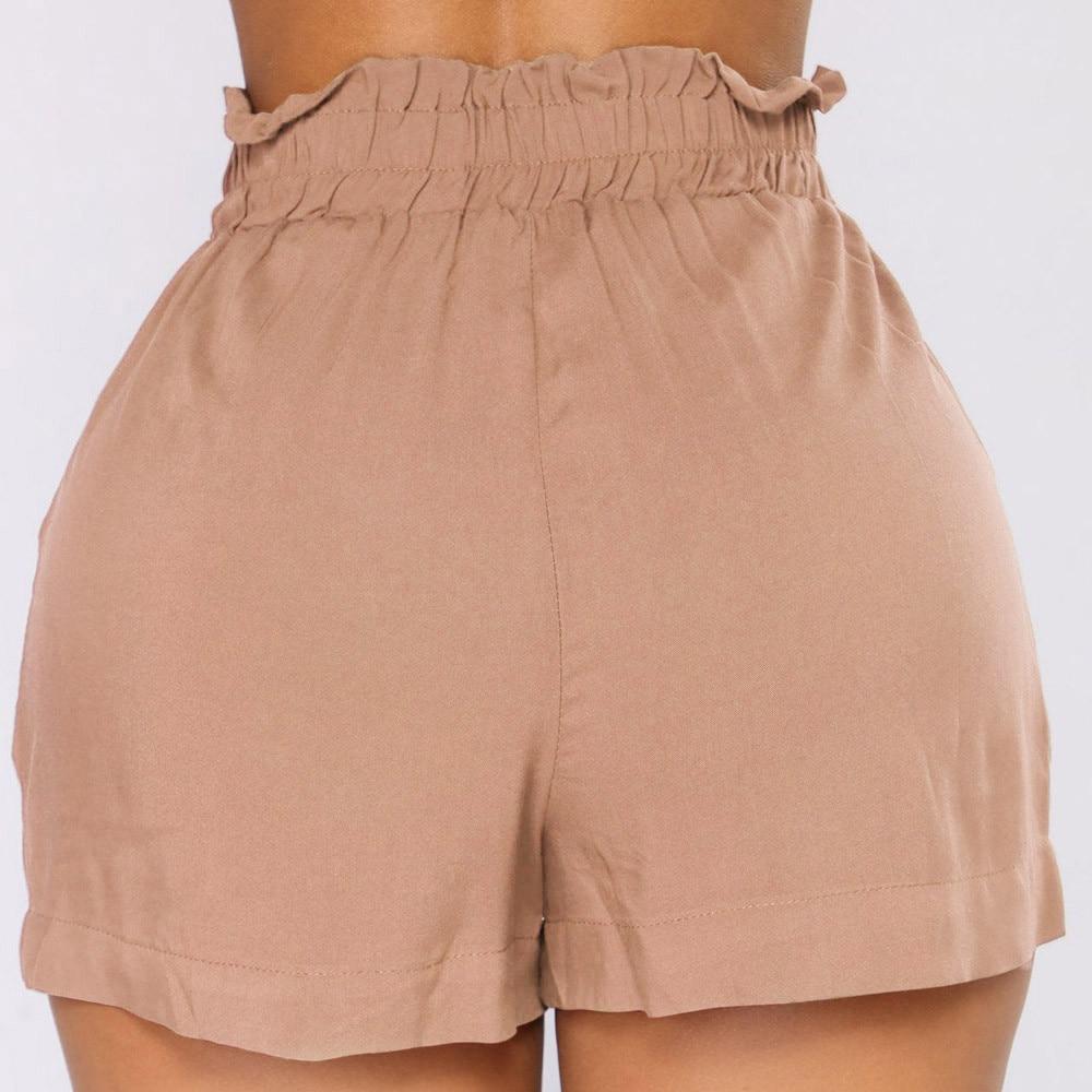 Einfarbige Paperbag-Shorts für Damen