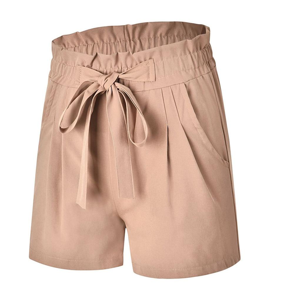 Einfarbige Paperbag-Shorts für Damen