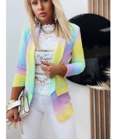 Langärmeliger Tie-Dye-Blazer für Frauen